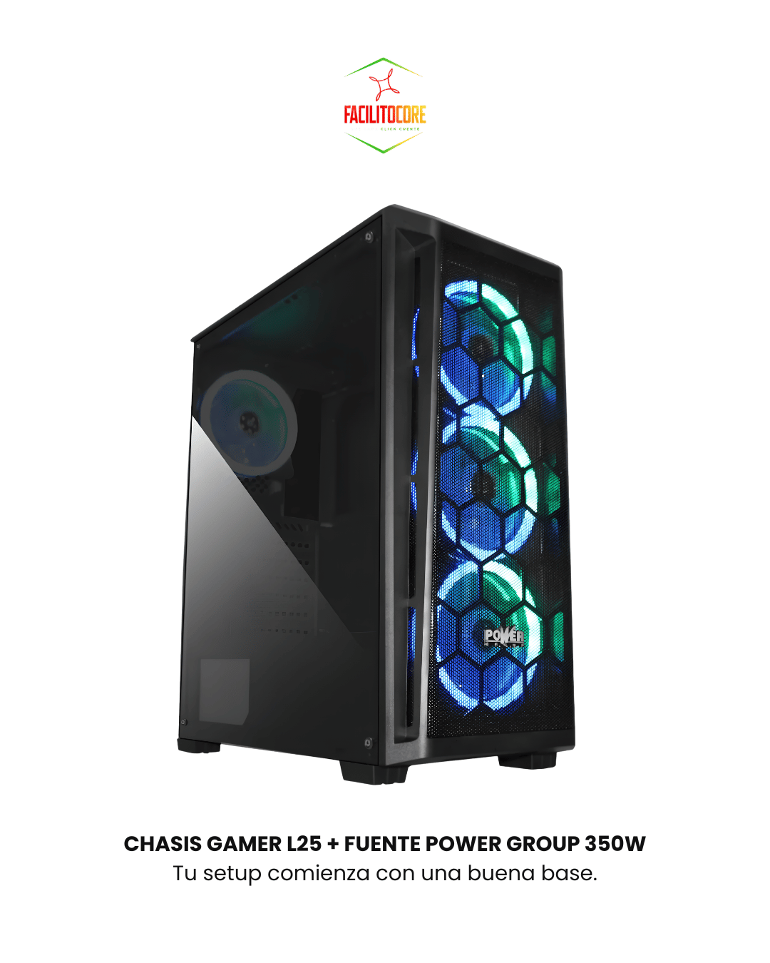 CHASIS GAMER L25 + FUENTE POWER GROUP 350W